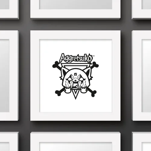 Vista 2 de Trends International Gallery Pops Sanrio Aggretsuko - Póster de pared de metal Crossbones, 12.00 x 12.00 pulgadas, versión de marco blanco