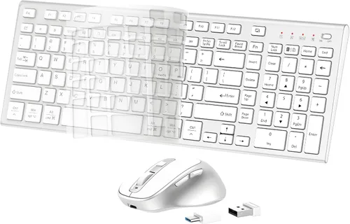 Vista 8 de FENIFOX - Teclado y mouse inalámbricos recargables, con teclado numérico, color gris Quiet Silent, Slim Thin Flat Low Profile Soft Key, USB C