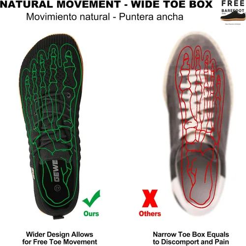 Vista 3 de Geweo Zapatos minimalistas unisex Suela sin caída Puntera ancha Comodidad más flexible Movimiento natural en forma de pie Zapatos deportivos