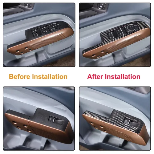 Vista 5 de Aunginsy Adhesivo para panel de botón de elevación de vidrio para puerta de automóvil, compatible con Ford Maverick 2022-2025, fibra de carbono