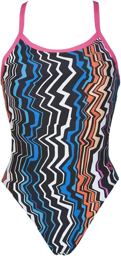 Vista 21 de Arena Traje de baño de una pieza Challenge Back con diseño de palma para mujer Negro