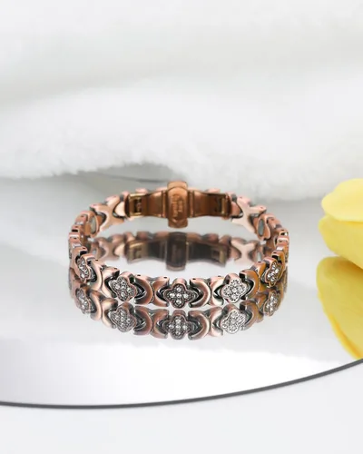 Vista 9 de Pulseras de cobre para mujer, pulsera magnética de cobre puro