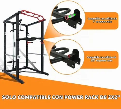 Vista 5 de Accesorio de barra de inmersión para estante de sentadillas de 2 x 2 pulgadas, accesorio de estante de alimentación resistente con orificio de 5/8