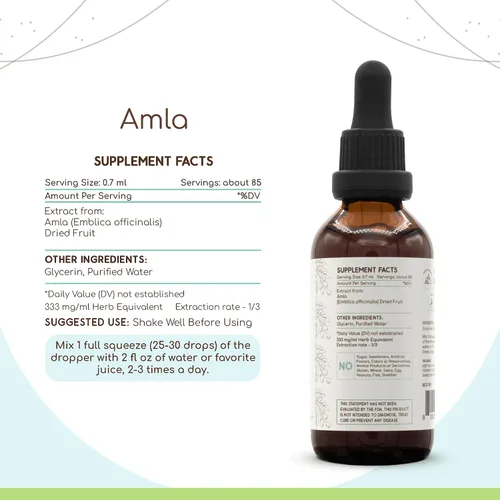 Vista 2 de Amla B60 - Tintura de extracto de hierbas sin alcohol, gotas líquidas concentradas de amla natural (Emblica officinalis) Fruta seca (2 fl oz)
