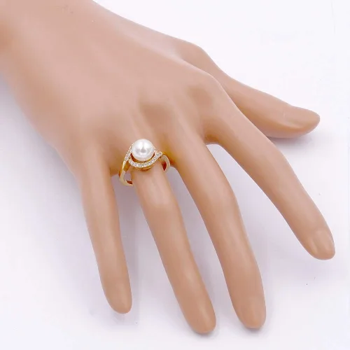 Vista 3 de 0.315 in anillo de perlas marfil AAA CZ micro pavimentar tamaño 5-10 joyería de boda