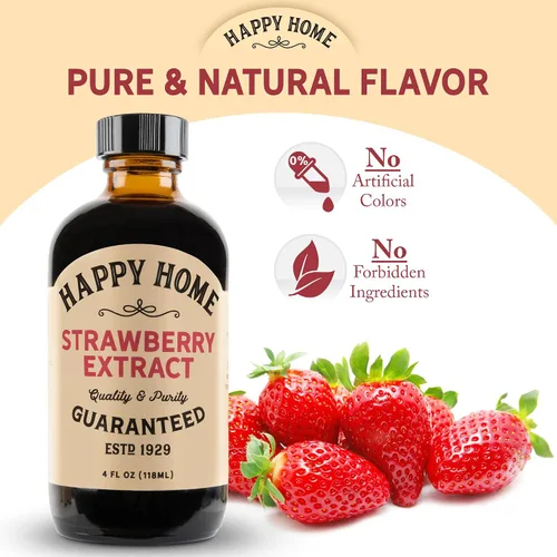 Vista 2 de Happy Home Sabor natural de fresa - Certificado Kosher, 4 onzas.