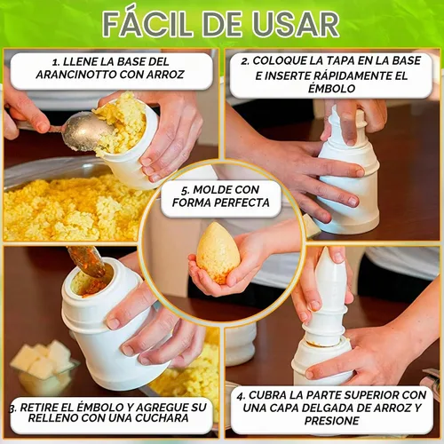 Vista 5 de Arancini Maker - Juego de 2 moldes para fabricar, 5.64 oz/5.65 onzas, plástico (blanco)