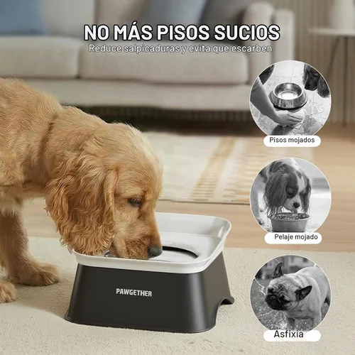 Vista 2 de Cuenco de agua antiderrames de 2L/68oz para perros, cuenco