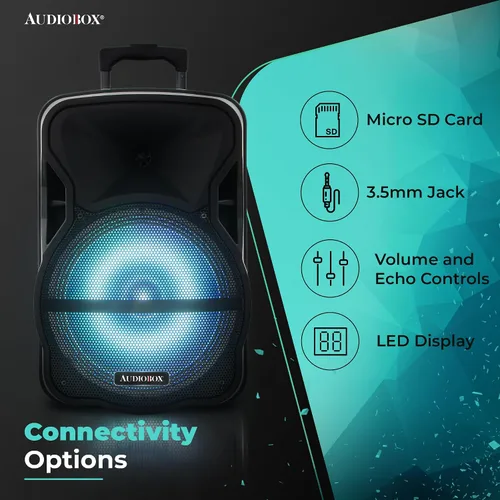 Vista 3 de ABX-12S - Altavoz portátil Bluetooth PA de 12 pulgadas con soporte y micrófono, USB, TF, FM, AUX, conector de micrófono de 1/4 pulgadas, batería