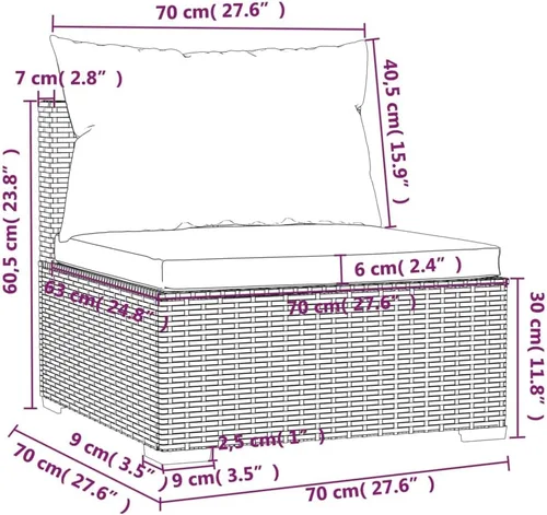 Vista 8 de Ensemble de Salon de Jardin 5 Pièces Brun Cannelle Rouge, Meuble d'Extérieur Modulable Pour Terrasse Balcon, Résistant aux UV et à l'Eau avec