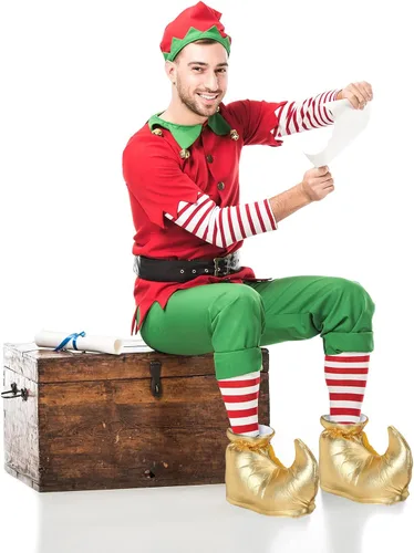 Vista 4 de 2 pares de zapatos de elfo, disfraz de elfo de Pascua, zapatos de bufón para mujeres, hombres, Pascua, niños, adultos, disfraz de fiesta de tela