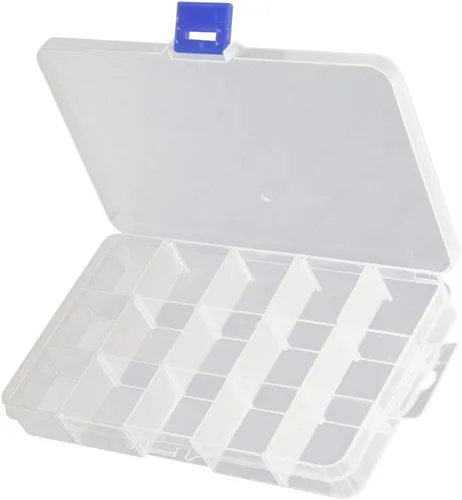 Vista 10 de Heyiarbeit Caja de almacenamiento de componentes, 10 rejillas de plástico fijas para componentes electrónicos, cajas de herramientas, color blanco