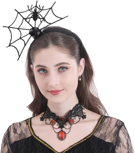 Vista 2 de CHILTINA Diadema de Halloween con aro de araña, accesorio para disfraz de cosplay