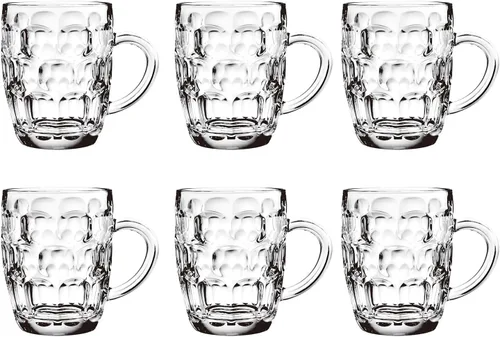 Vista 6 de Dimple Stein - Juego de tazas de cerveza de 10 onzas con asa, tazas de cerveza de vidrio, aptas para lavavajillas y congelador, transparentes