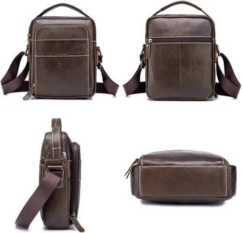 Vista 2 de KPYWZER Bolso bandolera de cuero para hombre