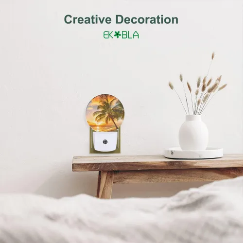 Vista 2 de EKOBLA Luz nocturna enchufable para la playa, luz nocturna LED de verano y palmera con sensor automático para decoración del hogar Hawaii Playa