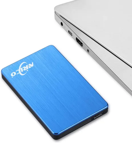 Vista 4 de NRICO Disco Duro Externo Portátil de 500GB, USB 3.0, HDD de 2.5 Pulgadas, Almacenamiento Compatible para PC, Mac, Escritorio, PS4 (500GB, Azul)