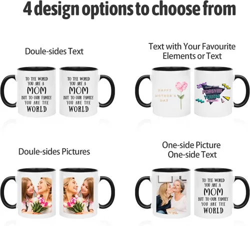 Vista 2 de Taza de café personalizada con foto de 11 oz en ambos lados, taza personalizada con tu imagen, logotipo, texto, regalos personalizados para mamá