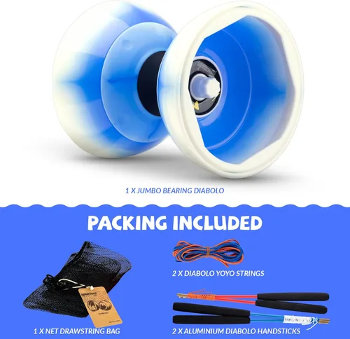 Vista 7 de CHEE MONG MD01 Yoyo chino para niños y adultos, diábolo profesional de triple rodamiento, juguete Diábolo Yoyo de 5 pulgadas con 2 varillas