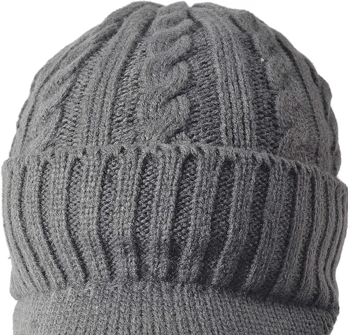 Vista 4 de FORBUSITE Gorro de punto para hombre con visera para invierno y mujer gorro grueso con ala