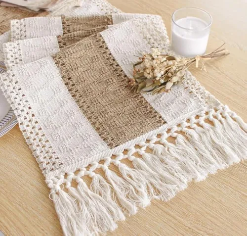 Vista 42 de FEXIA Camino de mesa bohemio para decoración del hogar, 12 x 72 pulgadas, decoración rústica de macramé Beige