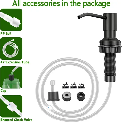 Vista 6 de Dispensador de jabón para fregadero de cocina, dispensador de jabón integrado, kit de tubo de extensión de 47 pulgadas, bomba dispensadora de loción