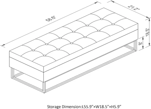 Vista 2 de Linique Banco de cama de 58.6 pulgadas para dormitorios con espacio de almacenamiento, banco de almacenamiento de terciopelo con botones y base