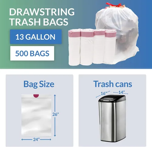 Vista 11 de Reli. Bolsas de basura altas con cordón para cocina, 13 galones, 500