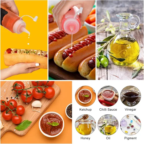 Vista 3 de Paquete de 36 botellas exprimibles de condimentos de 8 onzas a granel, a prueba de fugas, salsas multiusos para salsa de tomate y pintura, botellas