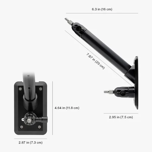 Vista 5 de Soporte de pared 2 en 1 para Ring, Arlo, y cámaras y paneles solares con agujero para tornillo de 1/4"-20 - Negro Soporte roscado universal