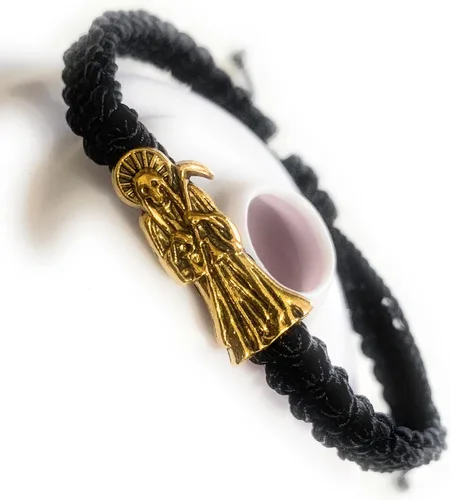 Vista 3 de LONTCS Pulsera Santa Muerte Negro y Dorado para Niño, Oro