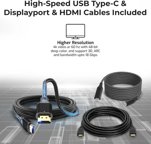 Vista 6 de Paquete de estación de acoplamiento Dell WD19 de 130 W con adaptador de corriente de 130 W + cable HDMI + cable DisplayPort + cable USB-C + paño