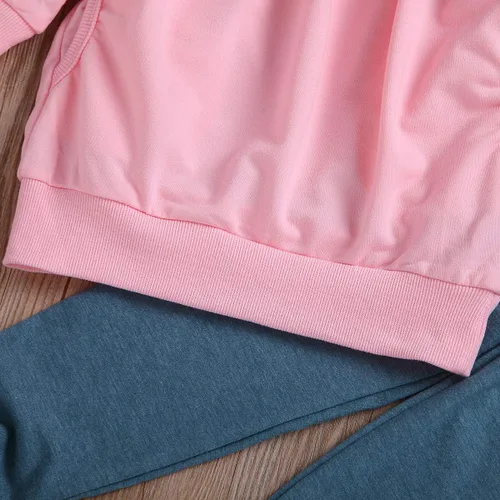 Vista 4 de CM C&M WODRO Conjunto de ropa de invierno cálida de manga larga + pantalones largos para niñas pequeñas