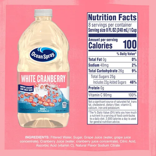 Vista 2 de Ocean Spray® Bebida de jugo de arándano blanco, botella de 64 onzas líquidas (paquete de 1)