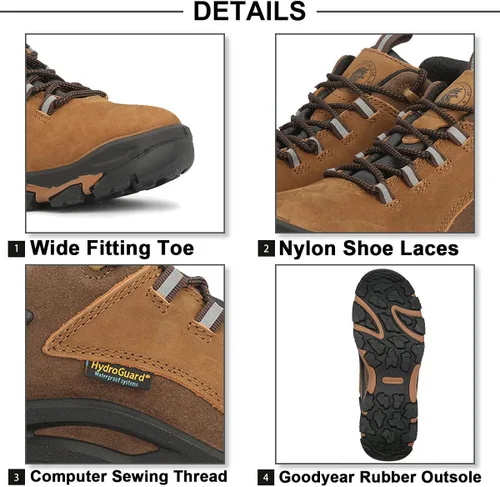 Vista 4 de ROCKROOSTER Farland - Zapatos de senderismo impermeables para hombres, zapatos de senderismo antideslizantes de 4 pulgadas, antifatiga, cómodos