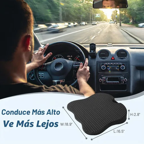 Vista 2 de Cojín de asiento de automóvil de cuña para una mejor visibilidad y alivio del dolor de ciática, espuma viscoelástica de alta densidad, cojín