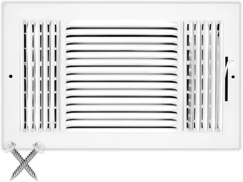 Vista 28 de HVAC Premium Rejilla de Suministro de Aire de 1 Vía de 10'' X 6'' - Tapa de Ventilación y Difusor - Cara Plana Estampada - Blanco