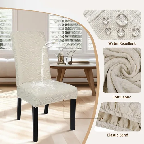 Vista 3 de SearchI Juego de 4 fundas impermeables para sillas de comedor, fundas elásticas para sillas Parsons extraíbles, lavables, fundas protectoras