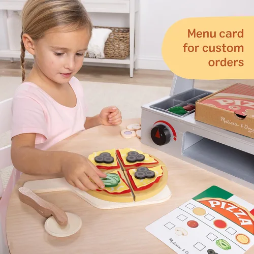 Vista 13 de Melissa & Doug - Juego de pizza de madera Top & Bake con comida de juguete (41 piezas) Juguete de preescolar, juego de comida de madera