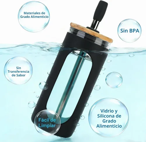 Vista 5 de Sursip - Vaso de vidrio de 20 oz con tapas y popotes, taza de café helado reutilizable de vidrio de borosilicato con tapa de bambú para batido, jugo