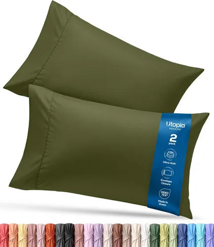 Vista 10 de Utopia Bedding - Juego de 2 fundas de almohada tamaño estándar, con cierre de sobre, tela de microfibra cepillada suave, resistentes al encogimiento