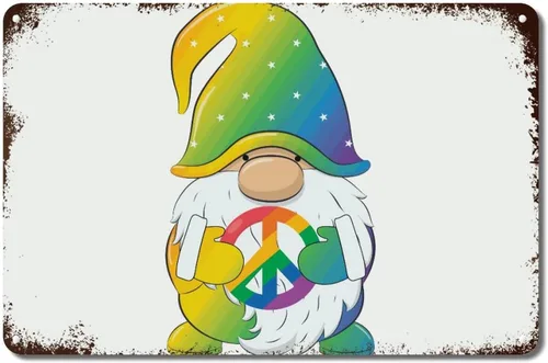 Vista 6 de Placa de pared con diseño de bandera de Estados Unidos, diseño retro vintage de arcoíris, letrero de metal LGBTQ, orgullo gay, regalo del mes