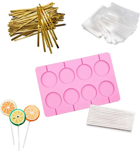 Vista 10 de Juego de moldes de silicona con 12 capacidades distintas; moldes para piruletas y caramelos duros de chocolate con 60 palitos de chupachups