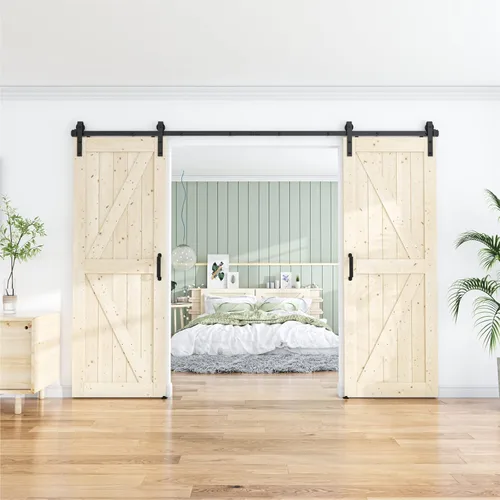 Vista 2 de WINSOON - Kit de accesorios para puerta corredera de estilo granero, estilo antiguo, para puertas individuales/dobles, superficie negra