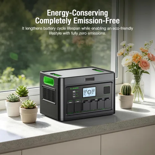 Vista 3 de Generador solar portátil de la central eléctrica 2400W para el uso Negro&verde