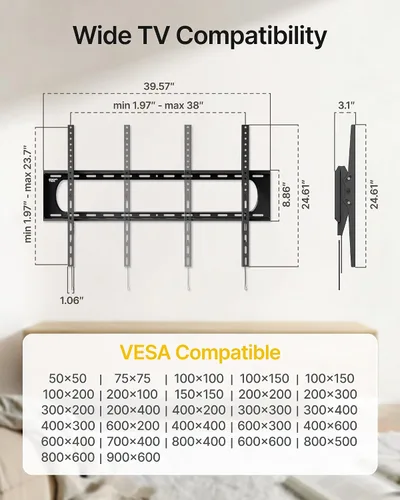 Vista 6 de monTEK Soporte de pared para TV con inclinación de alta resistencia para televisores grandes de 60–120” hasta 136 kg, probado 4 veces por seguridad