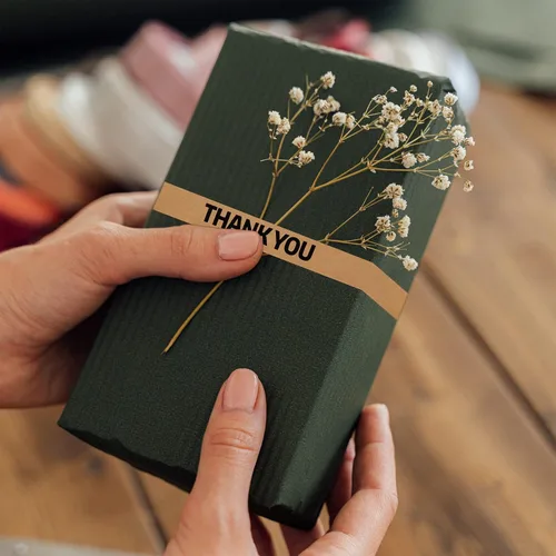 Vista 2 de Cinta de Gracias, Cinta de Sellado Marrón de Diseñador para Pequeñas Empresas, Pega Bolsa de Compras o Caja de Productos Horneados, Cafés, Regalos