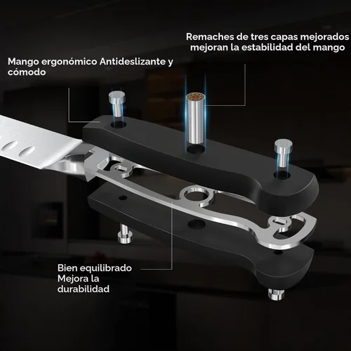 Vista 5 de Cuchillo para pechuga de KEEMAKE, cuchillo de trinchar de 12 pulgadas, cuchillos de corte alemanes de acero de hoja de navaja para carne con mango