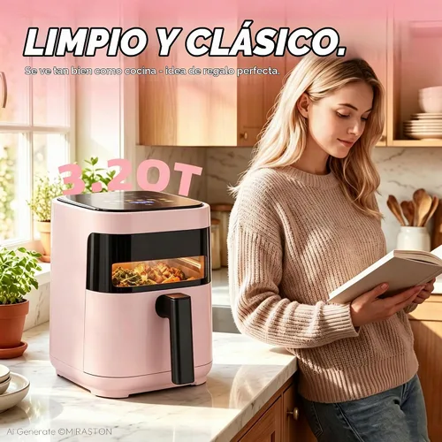 Vista 8 de 3.2QT Small Air Fryer, Mini Pink Air Fryers with Touchscreen
