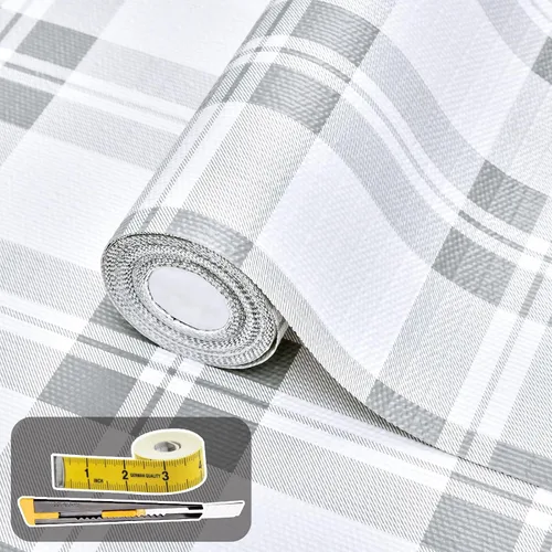Vista 26 de Lámina para revestir estantes y cajones de cocina y baño, impermeable, antideslizante, sin adhesivo, fácil de limpiar, incluye cuchillo y cinta